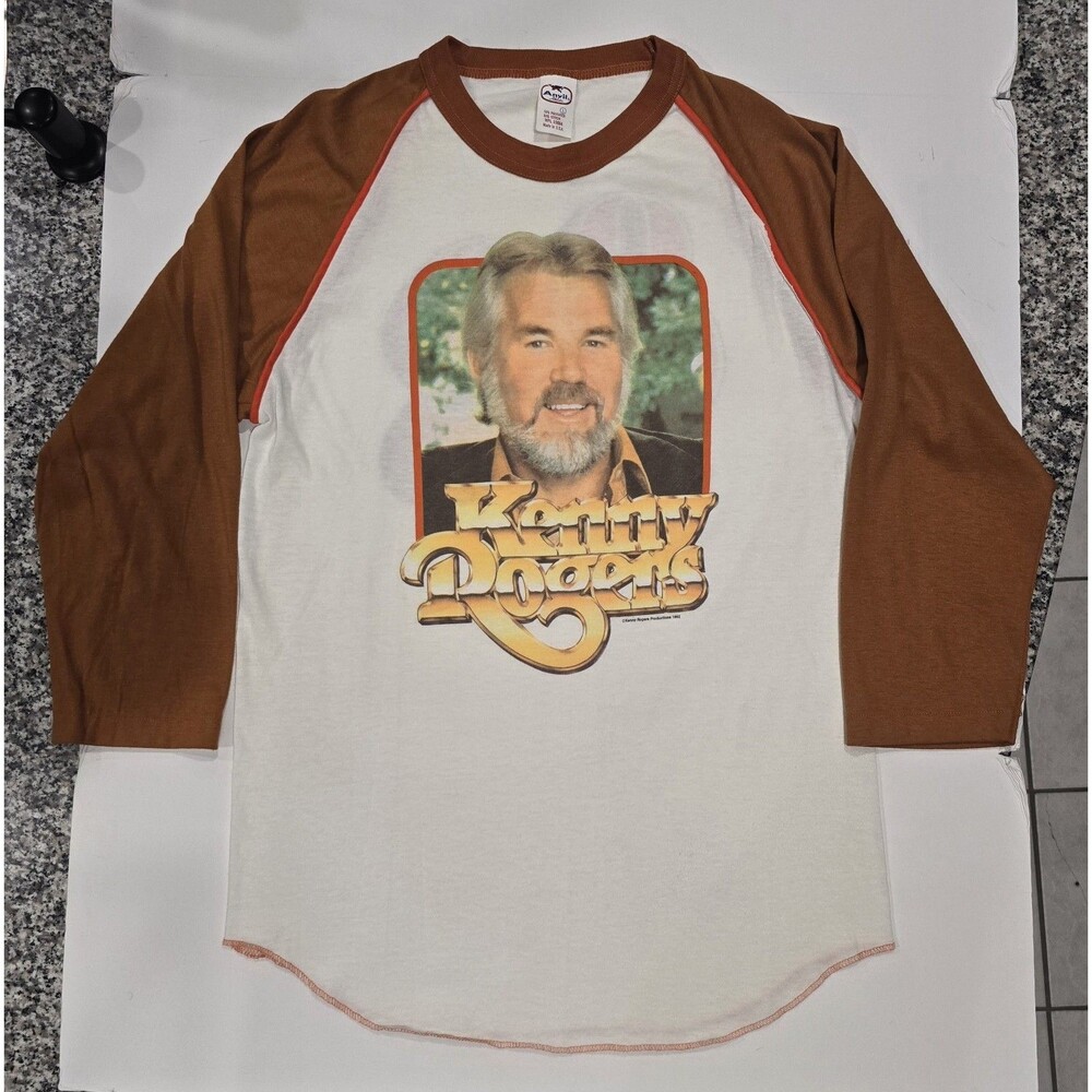 VTG Kenny Rogers 1982 Tour Men L Raglan T-Shirt